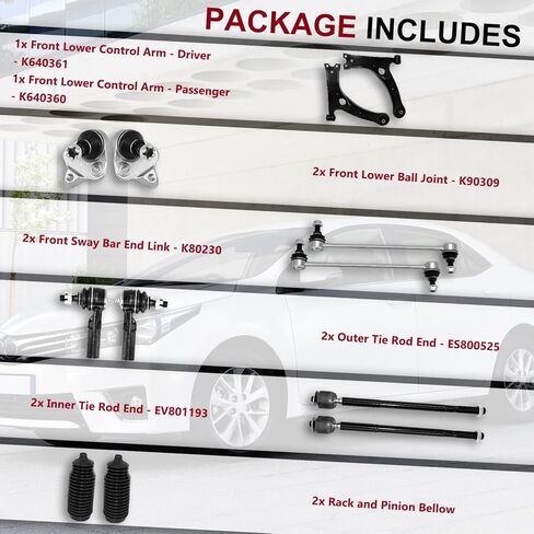 ذراع التحكم السفلى من 12 في المائة مع مفصل الكرة الداخلي وقضبان التعادل الخارجية تربط قضبان بديل التعليق Bellows لعام 2009-2013 Toyota Corolla in Kuwait