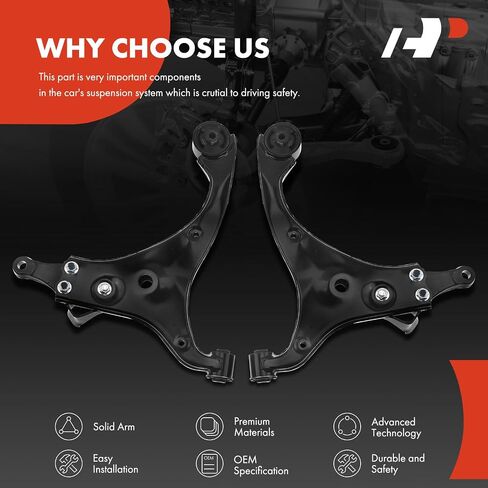 A-Premium 2 x Front Lower Control Arm, with Bushing, Compatible with Kia Optima 2007-2010, Rondo 2007-2012, Magentis 2006, Vehicles Without Upper Control Arms in Saudi Arabia