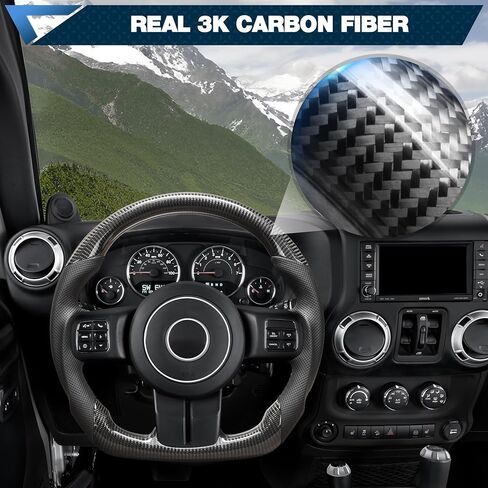 Real Carbon Fiber Steering Wheel For Jeep Wrangler JK JKU 2007-2018 D-shaped Nappa Perforated Leather Flat-bottom Steering Wheel Grip Hand-Stitched in Kuwait