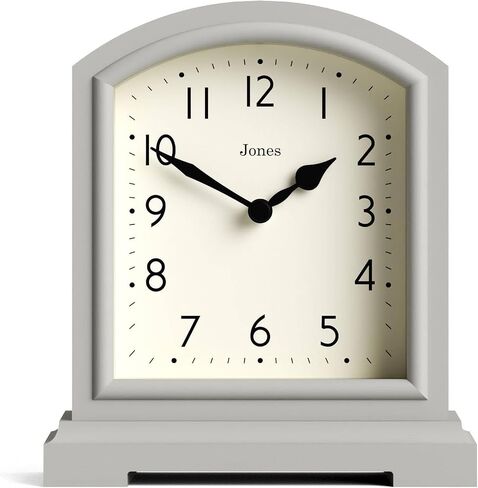 JONES CLOCKS® Tavern Mantel Clock | Modern Arch top Design | Pale Grey | Contemporary Classic Style for Desk, Table, Shelf or Bedside in Kuwait