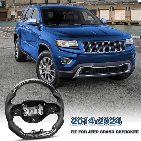 Real Carbon Fiber Steering Wheel For Jeep Wrangler JK JKU 2007-2018 D-shaped Nappa Perforated Leather Flat-bottom Steering Wheel Grip Hand-Stitched in Kuwait