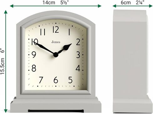 JONES CLOCKS® Tavern Mantel Clock | Modern Arch top Design | Pale Grey | Contemporary Classic Style for Desk, Table, Shelf or Bedside in Kuwait