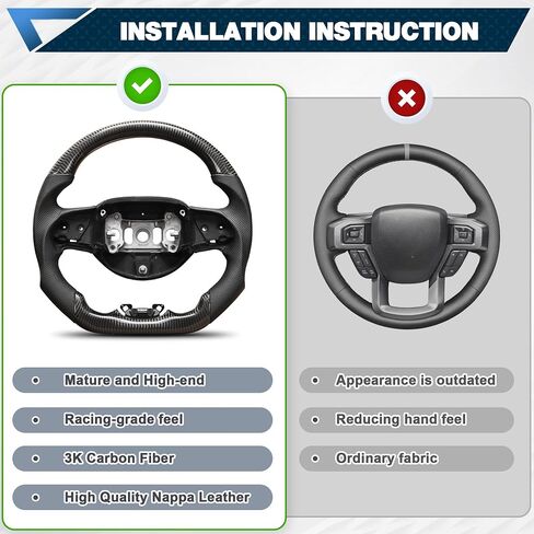 Real Carbon Fiber Steering Wheel For Jeep Wrangler JK JKU 2007-2018 D-shaped Nappa Perforated Leather Flat-bottom Steering Wheel Grip Hand-Stitched in Kuwait
