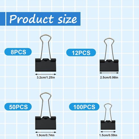 170 Pcs Binder Clips Assorted Sizes, Colored Large, Medium, Small Binder Paper Clips for Office Supplies, Home, School Document Organizing (Blue, Pink, Yellow, Green) in Kuwait
