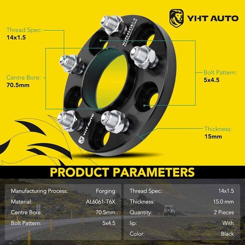 Yhtauto 5x4.5 فواصل العجلة Hubcentric 15 مم يناسب طرازات Ford Lincoln: Explorer ، موستانج ، طيار ، مزورة 5 × 114.3 ملم فواصل الإطارات 15 ملم مع M14x1.5 ترصيع in Saudi Arabia