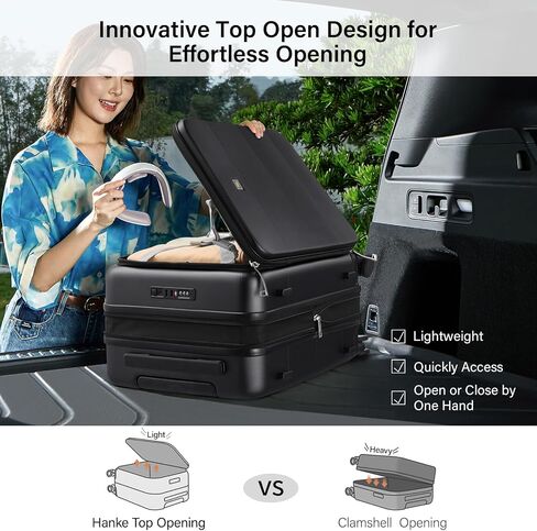 Hanke 24 Inch Expandable Checked Luggage Hard Shell Suitcases with Wheels Top Opening TSA Luggage Rolling Large Suitcases for Travel Luggage in Saudi Arabia