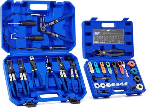 Orion Motor Tech Fuel Line Disconnect & Hose Clamp Pliers Tool Set, 35pc Master Disconnect Tool Kit with Fuel A/C Disconnect Pliers, Auto Long Reach Hose Clamp Remover Kit with Clic R Type Swivel Jaw in Saudi Arabia