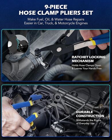 Orion Motor Tech Fuel Line Disconnect & Hose Clamp Pliers Tool Set, 35pc Master Disconnect Tool Kit with Fuel A/C Disconnect Pliers, Auto Long Reach Hose Clamp Remover Kit with Clic R Type Swivel Jaw in Saudi Arabia