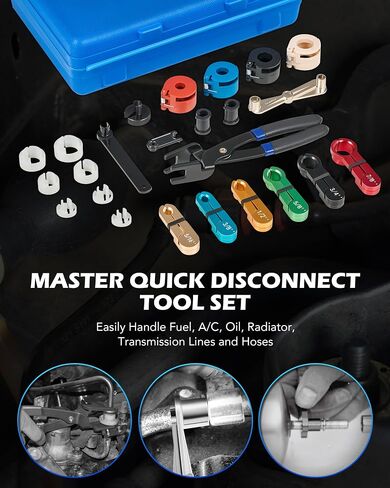 Orion Motor Tech Fuel Line Disconnect & Hose Clamp Pliers Tool Set, 35pc Master Disconnect Tool Kit with Fuel A/C Disconnect Pliers, Auto Long Reach Hose Clamp Remover Kit with Clic R Type Swivel Jaw in Saudi Arabia