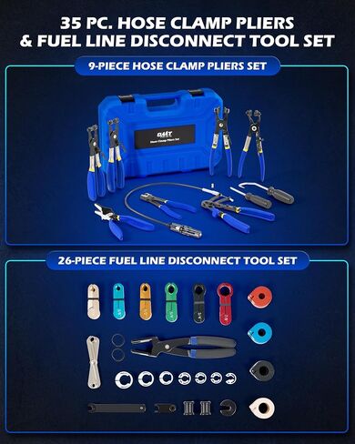 Orion Motor Tech Fuel Line Disconnect & Hose Clamp Pliers Tool Set, 35pc Master Disconnect Tool Kit with Fuel A/C Disconnect Pliers, Auto Long Reach Hose Clamp Remover Kit with Clic R Type Swivel Jaw in Saudi Arabia