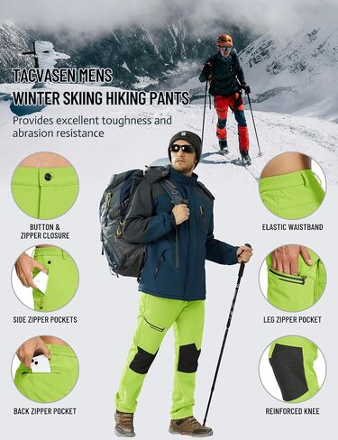 TACVASEN Men's Snow Ski Pants Windproof Snowboard Pants for Men Water Resistant Hiking Pants Fleece Lined Winter Working in Saudi Arabia