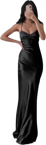 Long Satin Bridesmaid Dresses Spaghetti Straps V-Neck Mermaid Formal Evening Gowns in Saudi Arabia