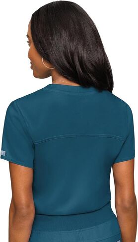 طقم تنظيف نسائي من Med Couture مع توب مقشر برقبة على شكل حرف V MC7448 وسروال قابل للتمدد في اتجاهين 7710، منطقة البحر الكاريبي - توب M/بنطال M in Saudi Arabia