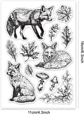 GLOBLELAND Autumn Tags Clear Stamps Pumpkin Squirrel Mushroom Labels Silicone Clear Stamp Seals Flower Maple Leaf Acorns Transparent Stamps for DIY Scrapbooking Cards Making Photo Album Journal in Saudi Arabia