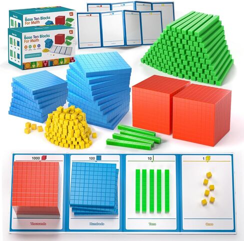 قاعدة عشرة كتل البلاستيك 143 PCS Math Matrativities Ardergarten Counting Counting Conting for Kild in Kuwait