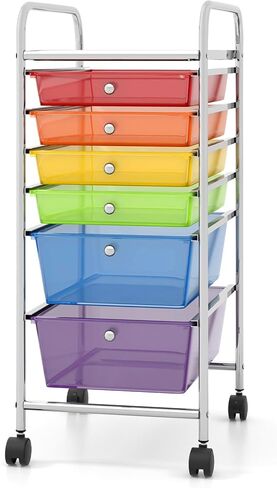 سعة 15-DRAWER ROLLING CART ، عربة تخزين متنقلة مع إطار عالمي للعجلات والمعادن ، عربة مرافق العربة متعددة الأغراض ، منظم عربة فنية حرفية لمدرسة المكتب المنزلي in Kuwait