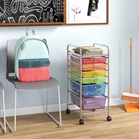 سعة 15-DRAWER ROLLING CART ، عربة تخزين متنقلة مع إطار عالمي للعجلات والمعادن ، عربة مرافق العربة متعددة الأغراض ، منظم عربة فنية حرفية لمدرسة المكتب المنزلي in Kuwait