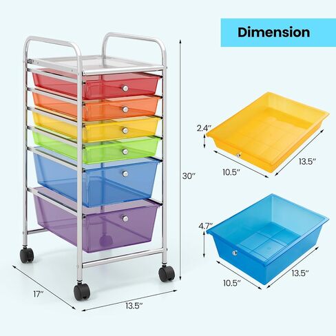 سعة 15-DRAWER ROLLING CART ، عربة تخزين متنقلة مع إطار عالمي للعجلات والمعادن ، عربة مرافق العربة متعددة الأغراض ، منظم عربة فنية حرفية لمدرسة المكتب المنزلي in Kuwait