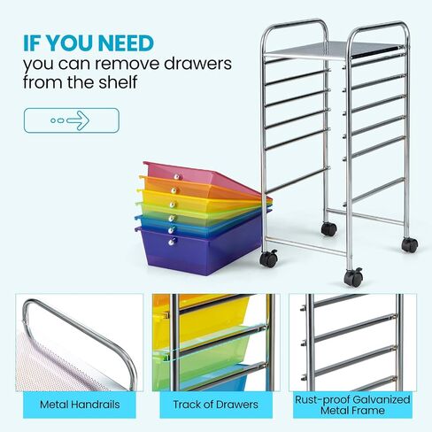 سعة 15-DRAWER ROLLING CART ، عربة تخزين متنقلة مع إطار عالمي للعجلات والمعادن ، عربة مرافق العربة متعددة الأغراض ، منظم عربة فنية حرفية لمدرسة المكتب المنزلي in Kuwait