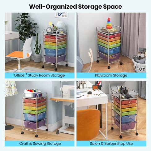 سعة 15-DRAWER ROLLING CART ، عربة تخزين متنقلة مع إطار عالمي للعجلات والمعادن ، عربة مرافق العربة متعددة الأغراض ، منظم عربة فنية حرفية لمدرسة المكتب المنزلي in Kuwait