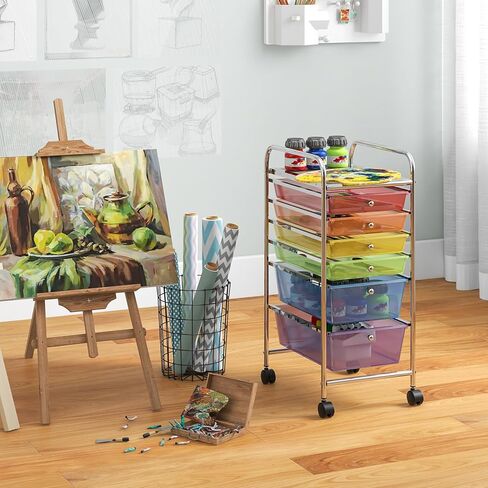 سعة 15-DRAWER ROLLING CART ، عربة تخزين متنقلة مع إطار عالمي للعجلات والمعادن ، عربة مرافق العربة متعددة الأغراض ، منظم عربة فنية حرفية لمدرسة المكتب المنزلي in Kuwait