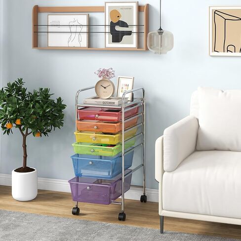 سعة 15-DRAWER ROLLING CART ، عربة تخزين متنقلة مع إطار عالمي للعجلات والمعادن ، عربة مرافق العربة متعددة الأغراض ، منظم عربة فنية حرفية لمدرسة المكتب المنزلي in Kuwait