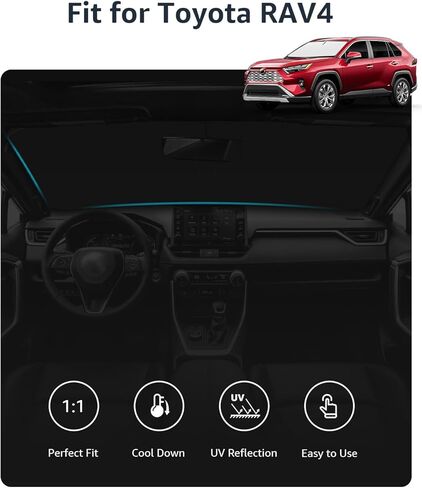 الزجاج الأمامي Sunshade لـ Toyota Rav4 2019-2025 Le Xle Premium Limited Xse Hybrid Adventure Prime ، نافذة أمامية متطورة قابلة للطي مع حقيبة تخزين ، وظلال الشمس الزجاجية in Saudi Arabia