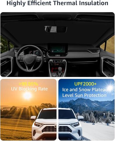 الزجاج الأمامي Sunshade لـ Toyota Rav4 2019-2025 Le Xle Premium Limited Xse Hybrid Adventure Prime ، نافذة أمامية متطورة قابلة للطي مع حقيبة تخزين ، وظلال الشمس الزجاجية in Saudi Arabia