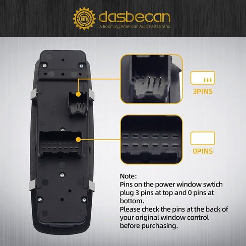 DASBECAN 68110871AA سائق الجانبي تبديل النافذة الرئيسي متوافق مع 2012-2019 دودج جراند كارافان 2012-2016 كرايسلر تاون آند كونتري 3 دبابيس+ 0 دبوس استبدال# 68298871AA in Saudi Arabia
