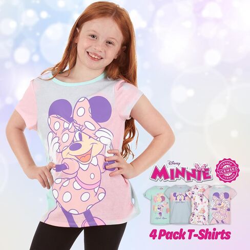 Disney Girls T-Shirts Minnie Mouse 4 Pack Short Sleeve Graphic Tee Toddler/Little Girls in Saudi Arabia