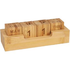 Wooden Perpetual Calendar for Office Desk Decor, Rotary Perpetual Desk Calendar, Countdown Desktop Calendar for Office School (Wood) in Kuwait