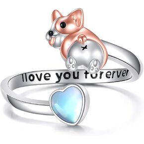 خاتم الدشهند 925 من الفضة الاسترليني كلب الدشهند قابل للتعديل حلقة مفتوحة جرو الكلب مجوهرات بأشكال حيوانات للنساء عاشق الدشهند in Kuwait