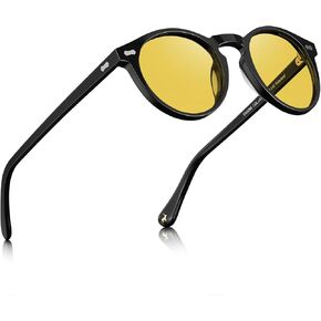 Carfia Acetate Men's Light Driving Glasses ، Retro Round Frame Light Vision ، in Kuwait