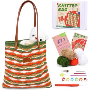 مجموعة أكياس Crochet Pnytty للمبتدئين أدوات البالغين ، ومجموعات كتف الكتوبية-حقيبة الكتف مع دروس فيديو خطوة بخطوة ، خيوط ، خطاف لصياغة هدية in Kuwait