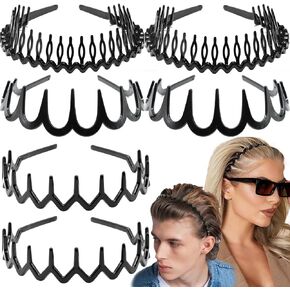 6 PCS ZIG ZAG FACTLENDS البلاستيك مشط برأس شعر متموجة مع إكسسوارات أسنان للنساء للنساء الفتيات ، الفهد الأسود اللامع براقة in Saudi Arabia