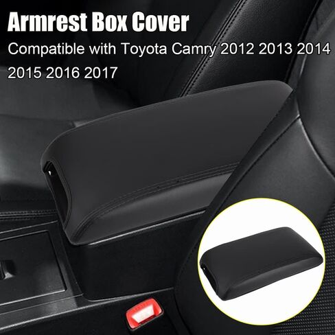 XITER Leather Auto Armrest Cover Waterproof Center Console Armrest Pad Cover for Toyota Camry/Hybrid 2012 2013 2014 2015 2016 2017 Accessories(Red Stitches) in Saudi Arabia