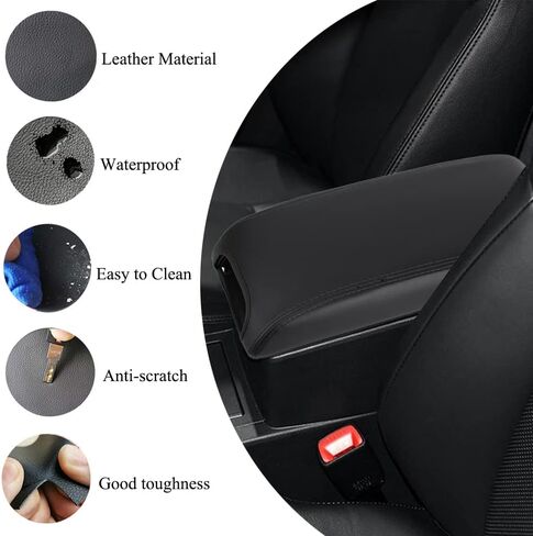 XITER Leather Auto Armrest Cover Waterproof Center Console Armrest Pad Cover for Toyota Camry/Hybrid 2012 2013 2014 2015 2016 2017 Accessories(Red Stitches) in Saudi Arabia
