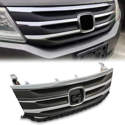 شبكية أعلى المصد الأمامي Kuafu متوافقة مع 2011-2013 Honda Odyssey بديل HO1202107C HO1217105 HO1210138 المصد شواية الكروم الفضي+الأسود in Saudi Arabia