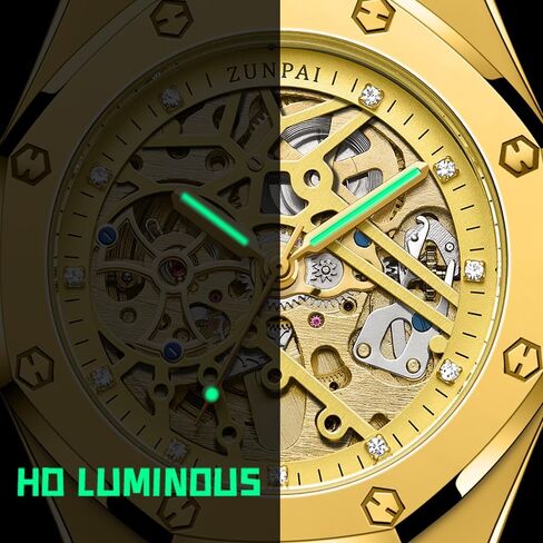 senstone Automatic Watches for Men Mechanical Movement Tourbillon Self-Winding Transparent Skeleton Fashion Gift Business Dress Wristwatch with Waterproof 41mm Luminous Dial Stainless Steel Band in Saudi Arabia