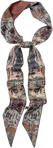 Retro Double-sided Long Thin Scarf Skinny Ribbon Neck Tie Waist Belt for Women Girls in Kuwait