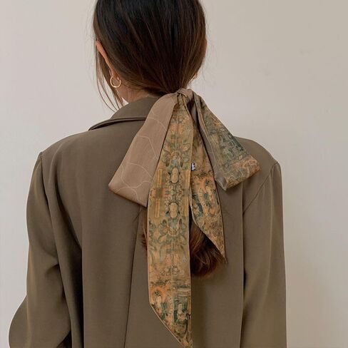 Retro Double-sided Long Thin Scarf Skinny Ribbon Neck Tie Waist Belt for Women Girls in Kuwait