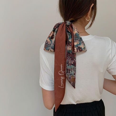 Retro Double-sided Long Thin Scarf Skinny Ribbon Neck Tie Waist Belt for Women Girls in Kuwait