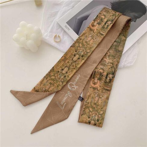 Retro Double-sided Long Thin Scarf Skinny Ribbon Neck Tie Waist Belt for Women Girls in Kuwait