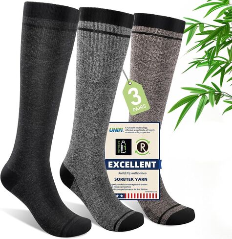 Mens Compression Socks for Men Women, 15-20 mmHg Bamboo Viscose Knee High Soft Support for Travel Daily in Saudi Arabia