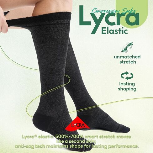 Mens Compression Socks for Men Women, 15-20 mmHg Bamboo Viscose Knee High Soft Support for Travel Daily in Saudi Arabia