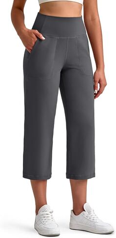 سروال G4Free Barefeel Capri للنساء ناعم على عريض الساق يوجا سروال عالي الخصر كابريس مريح مع جيوب 21 "/23"/25 " in Kuwait