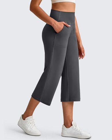 سروال G4Free Barefeel Capri للنساء ناعم على عريض الساق يوجا سروال عالي الخصر كابريس مريح مع جيوب 21 "/23"/25 " in Kuwait