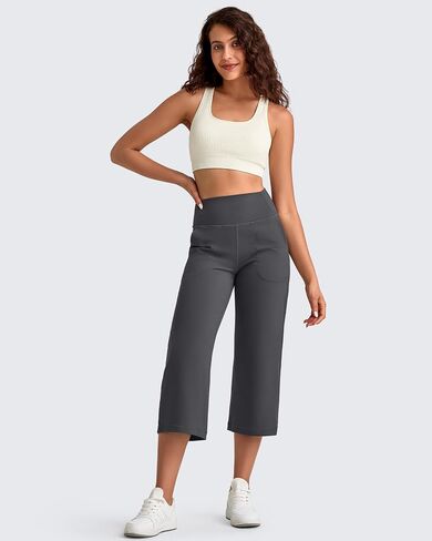 سروال G4Free Barefeel Capri للنساء ناعم على عريض الساق يوجا سروال عالي الخصر كابريس مريح مع جيوب 21 "/23"/25 " in Kuwait