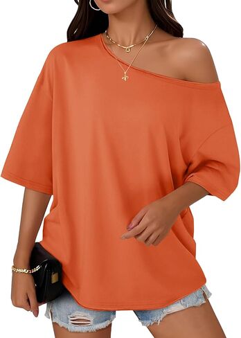 جرس CICY BELL WOMENS كبير الحجم قبالة القطن الكتف نصف الأكمام T القمصان الصيف فضفاضة فضفاضة قمم تونك قمم in Saudi Arabia