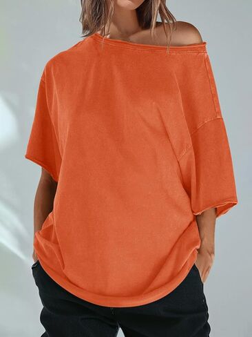 جرس CICY BELL WOMENS كبير الحجم قبالة القطن الكتف نصف الأكمام T القمصان الصيف فضفاضة فضفاضة قمم تونك قمم in Saudi Arabia